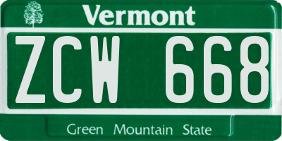VT license plate ZCW668