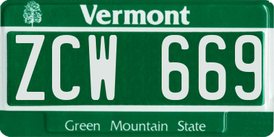 VT license plate ZCW669