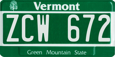 VT license plate ZCW672