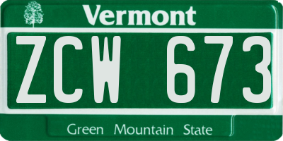 VT license plate ZCW673