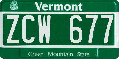 VT license plate ZCW677