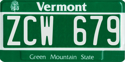 VT license plate ZCW679