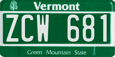 VT license plate ZCW681