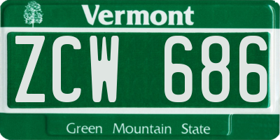 VT license plate ZCW686