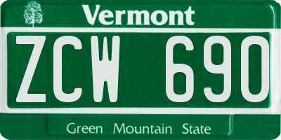 VT license plate ZCW690