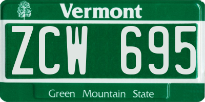 VT license plate ZCW695