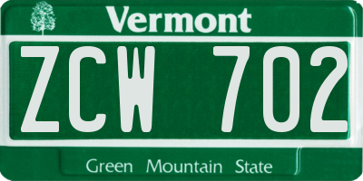 VT license plate ZCW702