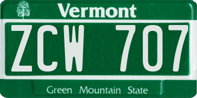 VT license plate ZCW707