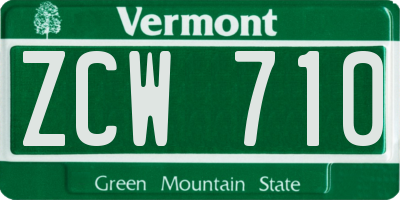VT license plate ZCW710