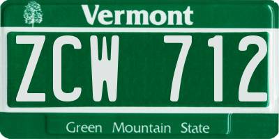VT license plate ZCW712