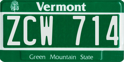 VT license plate ZCW714