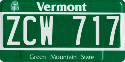 VT license plate ZCW717