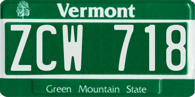 VT license plate ZCW718