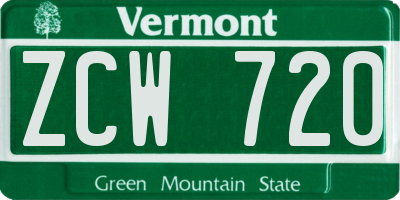 VT license plate ZCW720