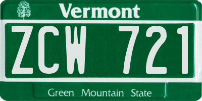 VT license plate ZCW721