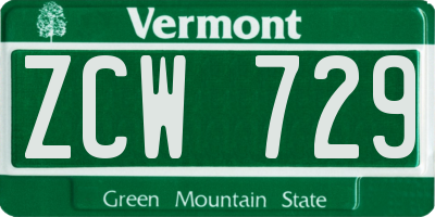 VT license plate ZCW729