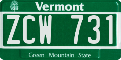 VT license plate ZCW731