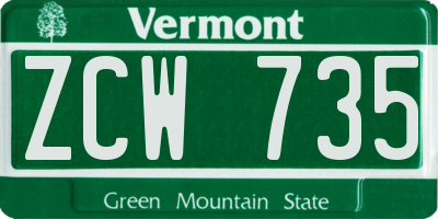 VT license plate ZCW735
