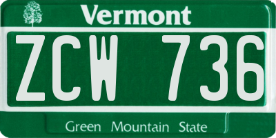 VT license plate ZCW736