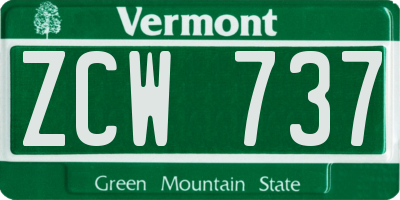 VT license plate ZCW737
