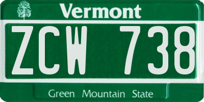 VT license plate ZCW738