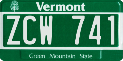 VT license plate ZCW741