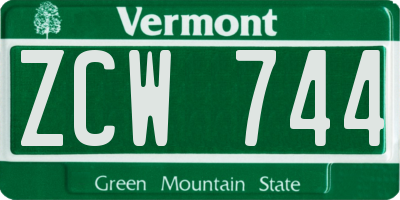 VT license plate ZCW744