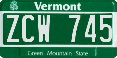 VT license plate ZCW745