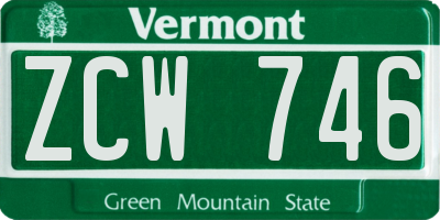 VT license plate ZCW746