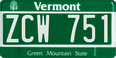 VT license plate ZCW751