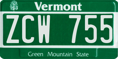 VT license plate ZCW755