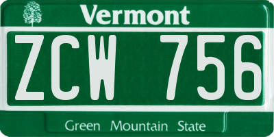 VT license plate ZCW756