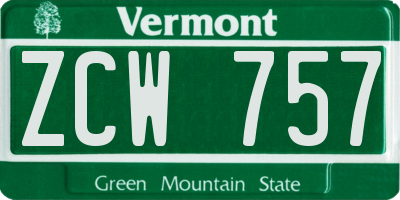 VT license plate ZCW757