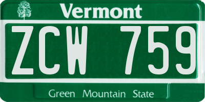 VT license plate ZCW759