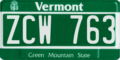 VT license plate ZCW763