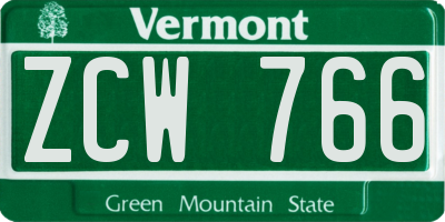 VT license plate ZCW766