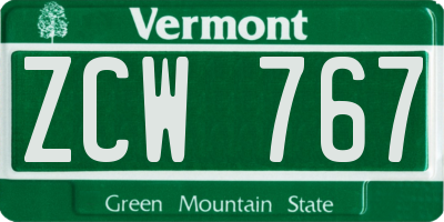 VT license plate ZCW767