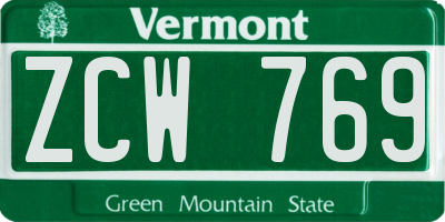 VT license plate ZCW769