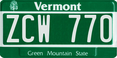 VT license plate ZCW770