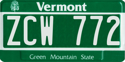 VT license plate ZCW772