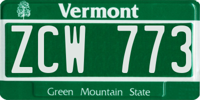 VT license plate ZCW773