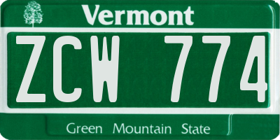 VT license plate ZCW774