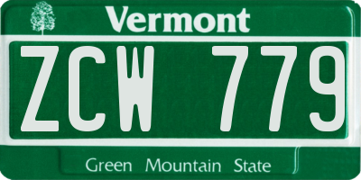 VT license plate ZCW779