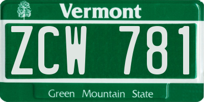 VT license plate ZCW781
