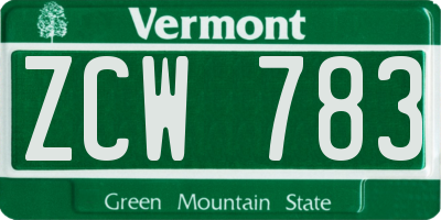 VT license plate ZCW783