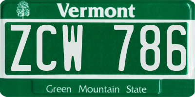 VT license plate ZCW786