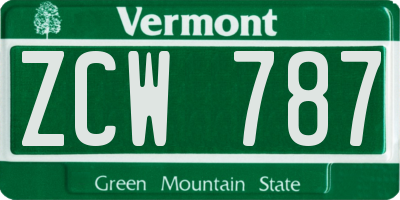 VT license plate ZCW787