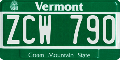 VT license plate ZCW790