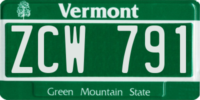 VT license plate ZCW791