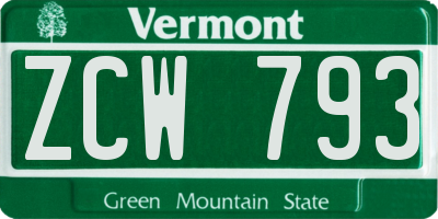 VT license plate ZCW793